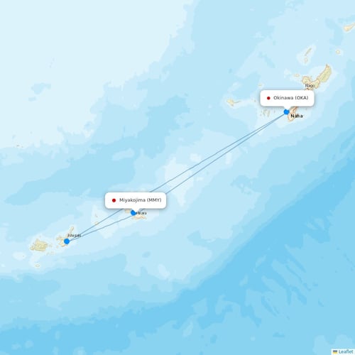 Japan Transocean Air flights between Miyakojima and Okinawa