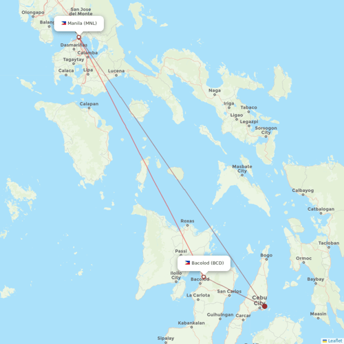 Philippine Airlines flights between Manila and Bacolod