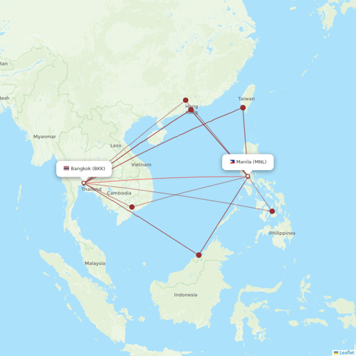 Philippine Airlines flights between Manila and Bangkok