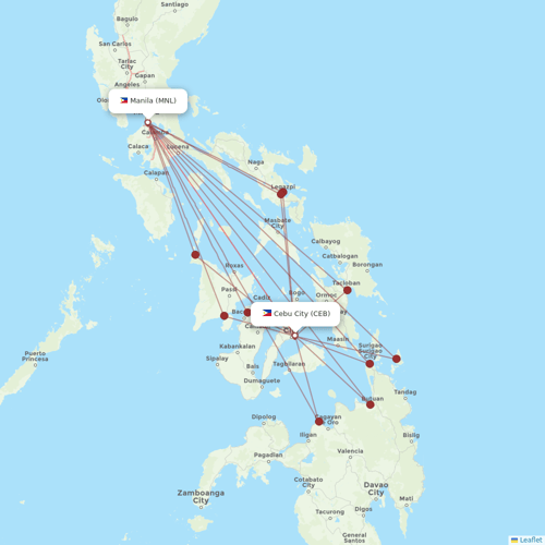 Philippine Airlines flights between Manila and Cebu City