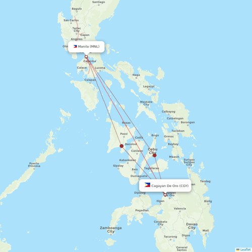 Philippine Airlines flights between Manila and Cagayan De Oro