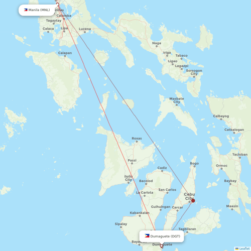 Cebu Pacific Air flights between Manila and Dumaguete