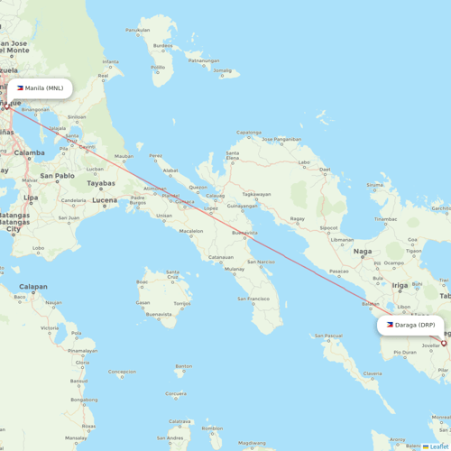 Philippine Airlines flights between Manila and Daraga