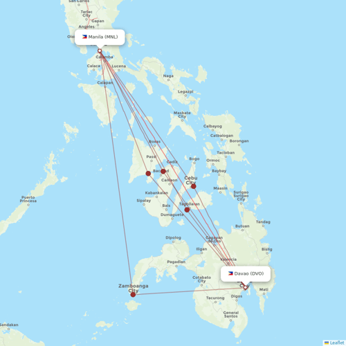 Philippine Airlines flights between Manila and Davao