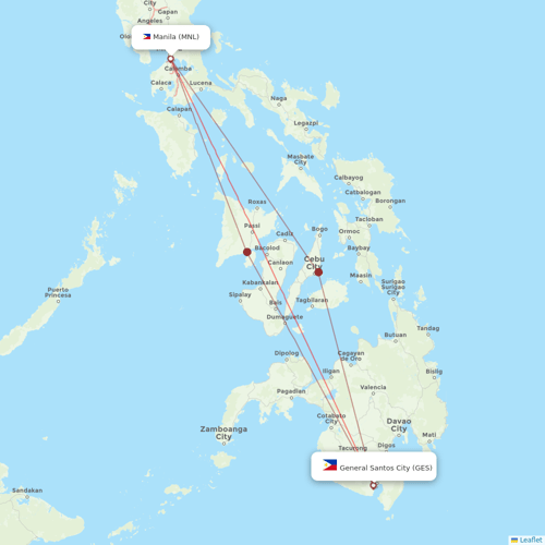 Cebu Pacific Air flights between Manila and General Santos City
