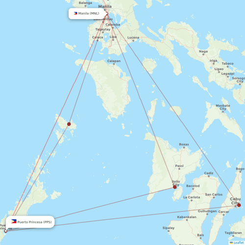 Philippine Airlines flights between Manila and Puerto Princesa