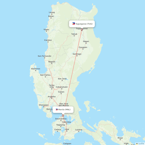 Cebu Pacific Air flights between Manila and Tuguegarao
