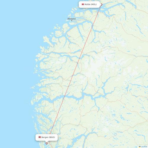 Wideroe flights between Molde and Bergen