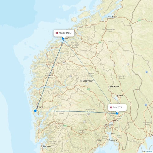 Norwegian Air flights between Molde and Oslo