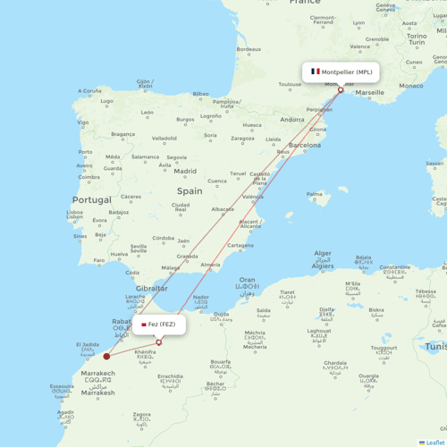 Air Arabia Maroc flights between Montpellier and Fes