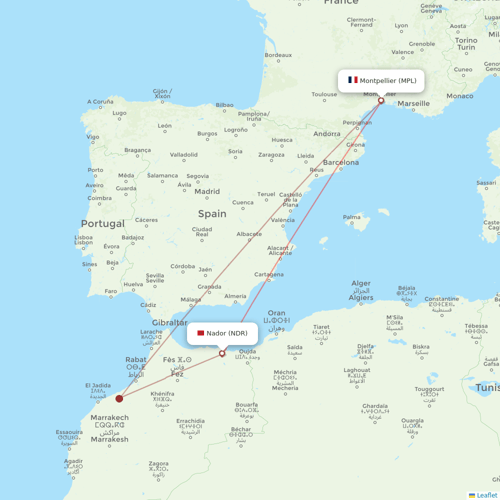 Air Arabia Maroc flights between Montpellier and Nador