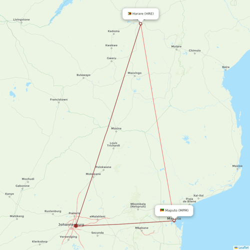 LAM flights between Maputo and Harare
