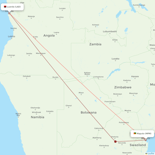 TAAG flights between Maputo and Luanda