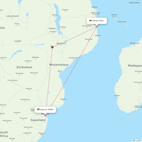 LAM flights between Maputo and Pemba
