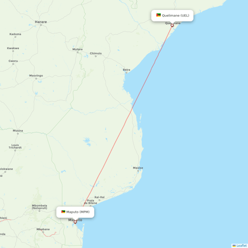 LAM flights between Maputo and Quelimane