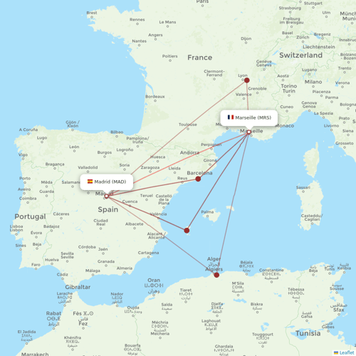 Iberia flights between Marseille and Madrid