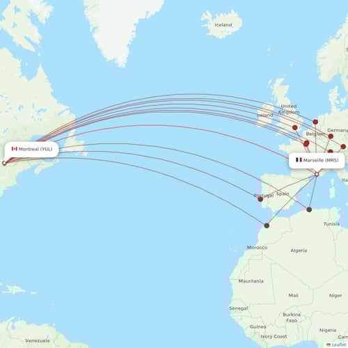 Air Transat flights between Marseille and Montreal