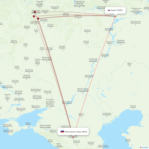 Nordwind Airlines flights between Mineralnye Vody and Kazan
