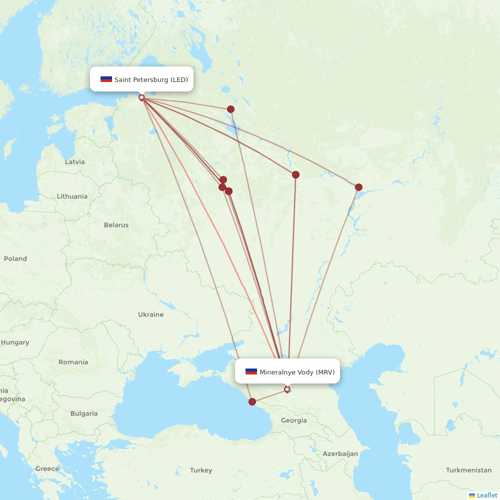 Nordavia Regional Airlines flights between Mineralnye Vody and Saint Petersburg
