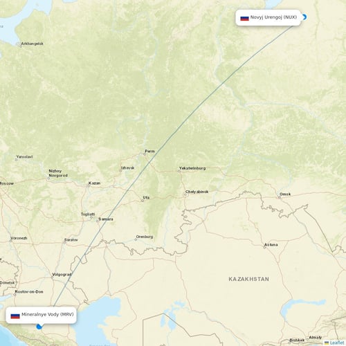 Yamal Airlines flights between Mineralnye Vody and Novyj Urengoj
