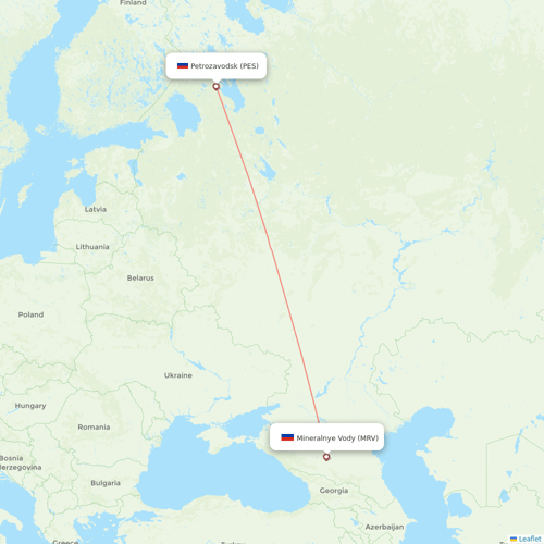 Severstal Aircompany flights between Mineralnye Vody and Petrozavodsk