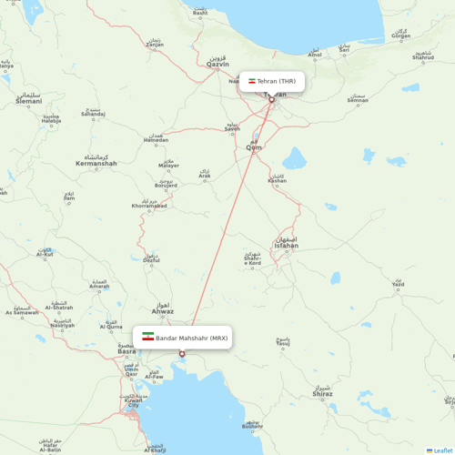 Qeshm Air flights between Bandar Mahshahr and Tehran