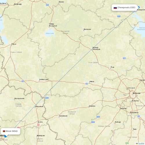 Severstal Aircompany flights between Minsk and Cherepovets