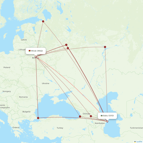 Belavia flights between Minsk and Baku