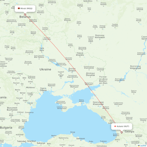 Belavia flights between Minsk and Kutaisi