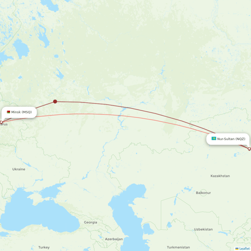 Belavia flights between Minsk and Astana