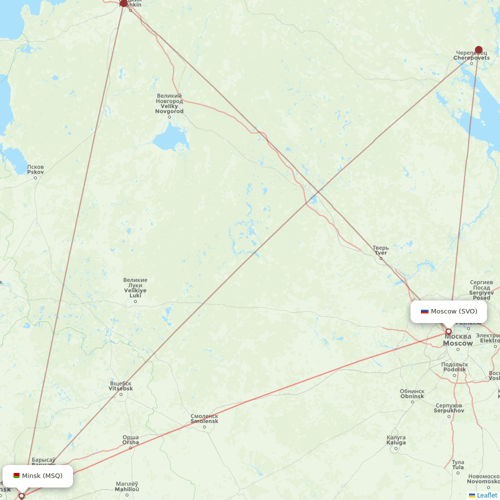 Belavia flights between Minsk and Moscow