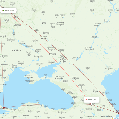 Belavia flights between Minsk and Tbilisi