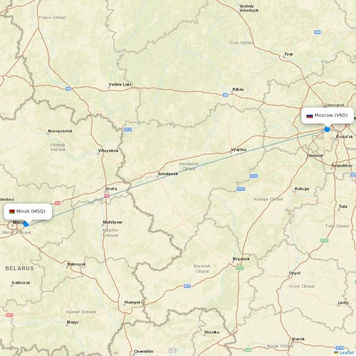 Belavia flights between Minsk and Moscow