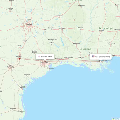United Airlines flights between New Orleans and Houston