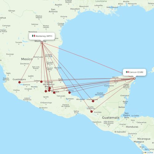 VivaAerobus flights between Monterrey and Cancun