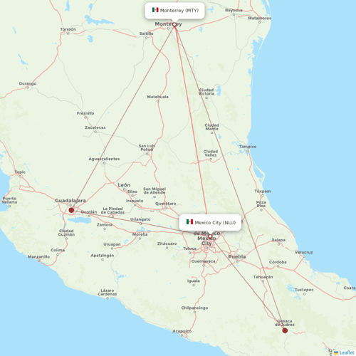 VivaAerobus flights between Monterrey and Mexico City