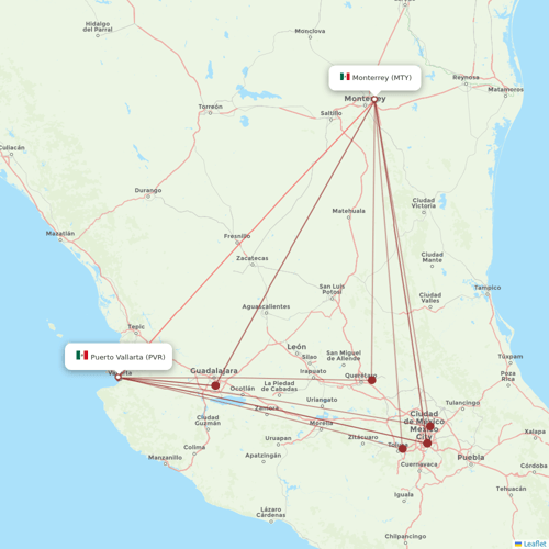 VivaAerobus flights between Monterrey and Puerto Vallarta