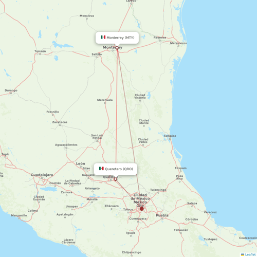 TAR Aerolineas flights between Monterrey and Queretaro