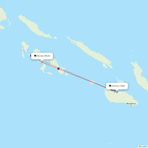 Solomon Airlines flights between Munda and Honiara