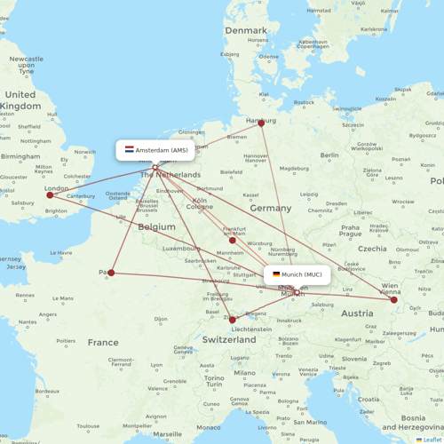 Lufthansa flights between Munich and Amsterdam