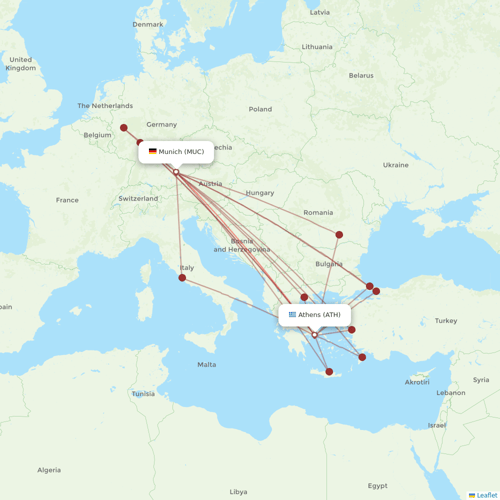 Sky Express flights between Munich and Athens