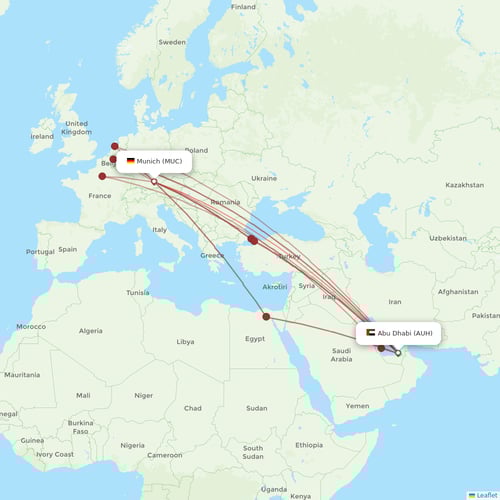 Etihad Airways flights between Munich and Abu Dhabi