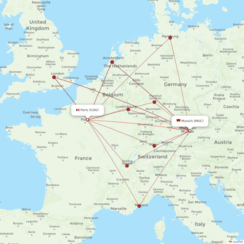 Air France flights between Munich and Paris