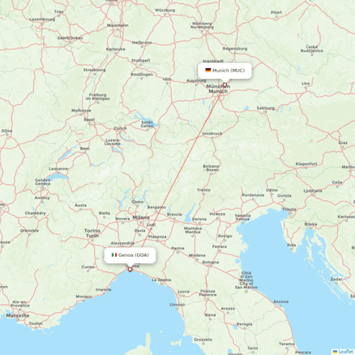 Air Dolomiti flights between Munich and Genoa