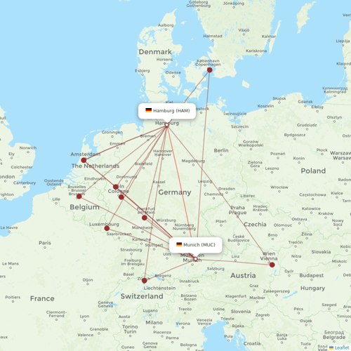 Lufthansa flights between Munich and Hamburg