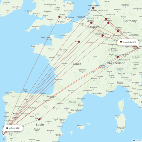 TAP Portugal flights between Munich and Lisbon