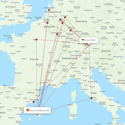 Airbus Transport International flights between Munich and Palma de Mallorca