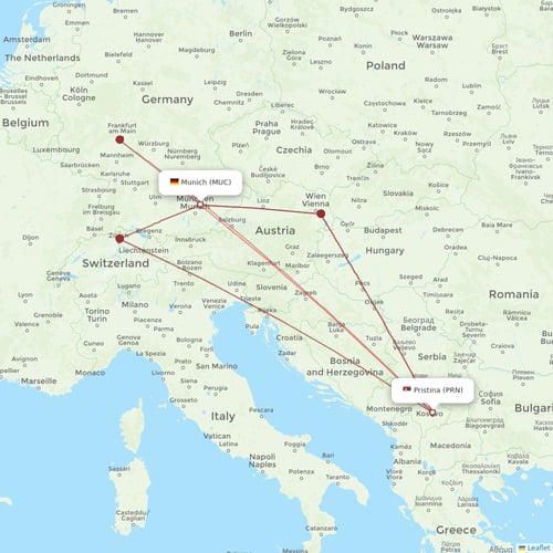 Condor flights between Munich and Pristina