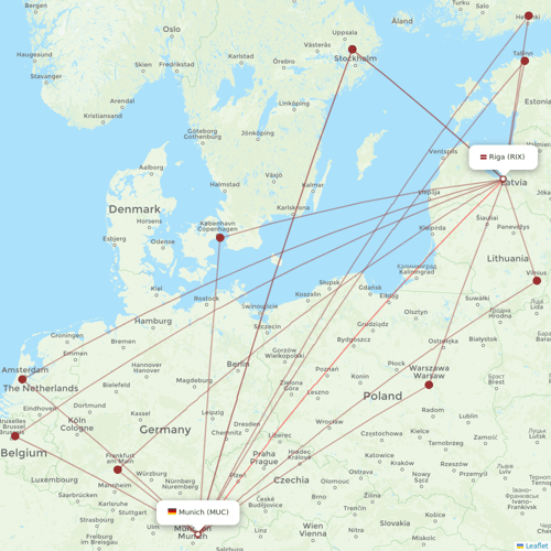 Air Baltic flights between Munich and Riga