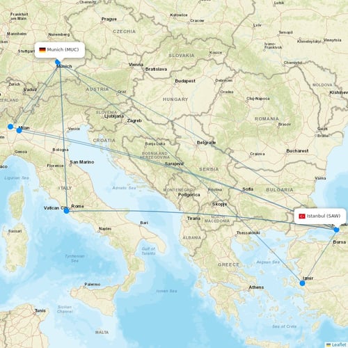 Pegasus flights between Munich and Istanbul